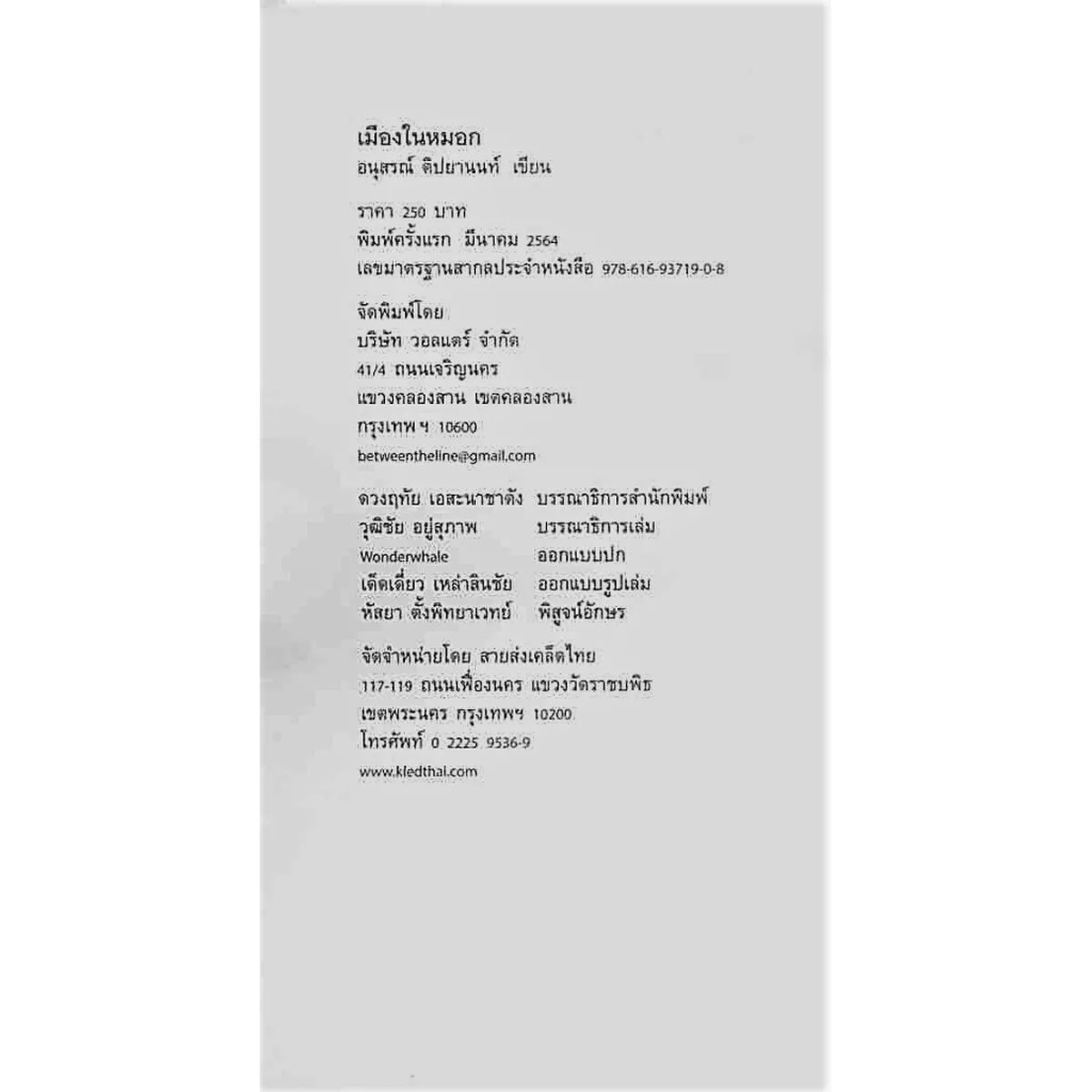 เมืองในหมอก: ภายใต้หมอกที่บดบังยังมีความหวังและความรัก (ปกอ่อน) - Image 3